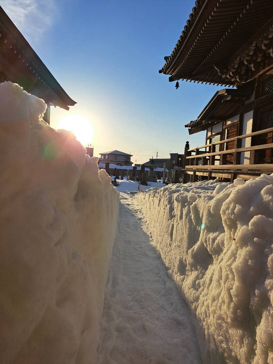 除雪後の通路